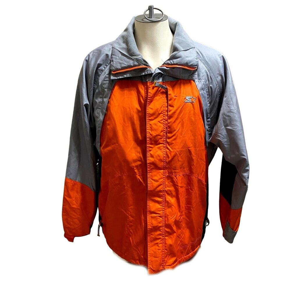 Starter Orange/Gray/Black Fleece Lined Unisex Jacket Size Large